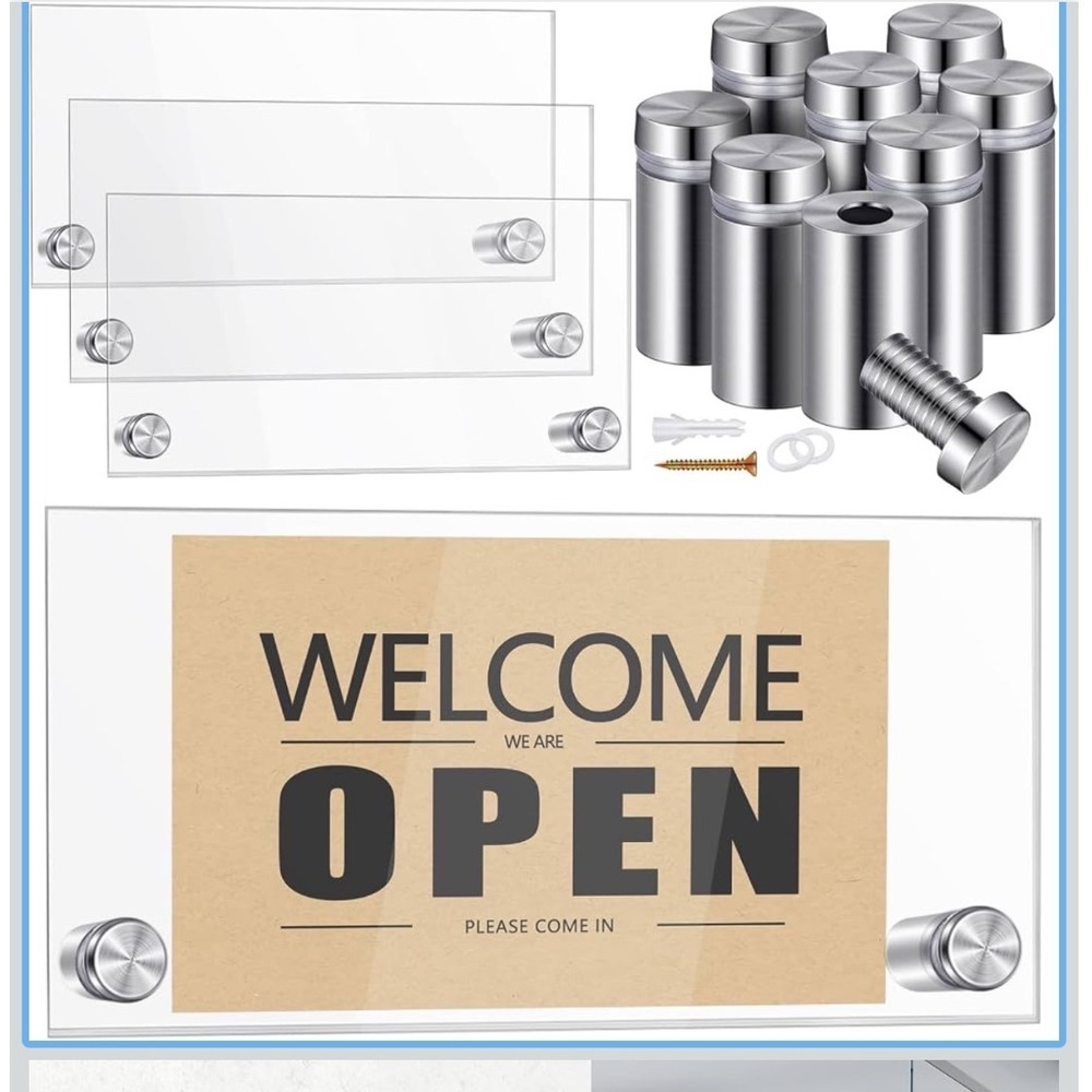 Lot of 12 Acrylic Wall Sign Holder Floating Frame with Stainless Steel Standoffs